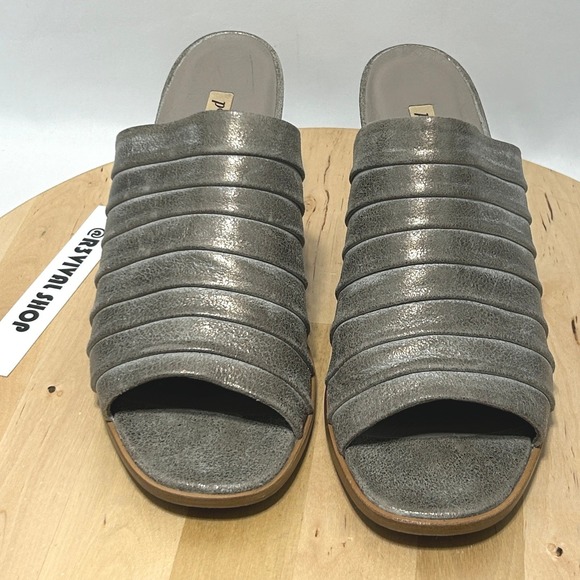 Paul Green Womens Winston Metallic Pleated Leather Open Toe Sandal Mules - 6.5 - Picture 2 of 10